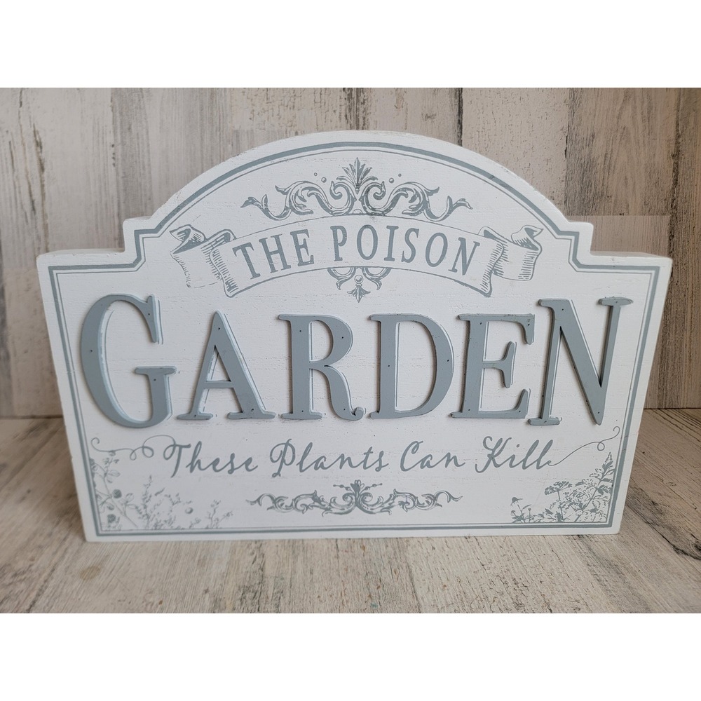 Ashland Poison garden wooden white home decor table sitting sign unique